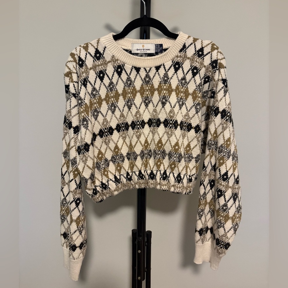 Cropped Argyle Grandpa Sweater